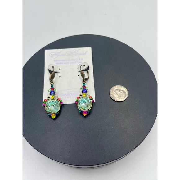 Anne Koplik Signed Cushion Cut Mint Swarovski Crystal Pierced Earrings New - Picture 12 of 15